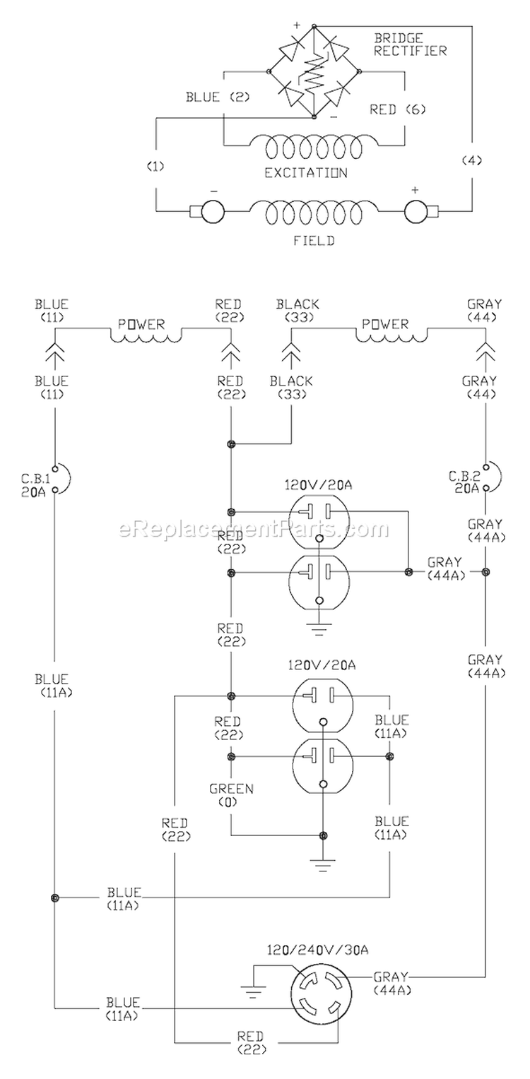 Page E Diagram and Parts List for 030215-1  Briggs and Stratton Generator